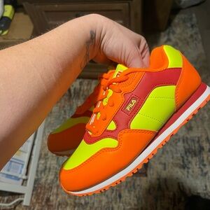 FILA NEW Kids Bright Orange and Red Sneakers